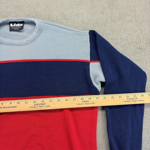 VTG Lido Wool Sweater Mens Large Multicolor Striped 100% Wool Made In USA - Picture 8 of 9